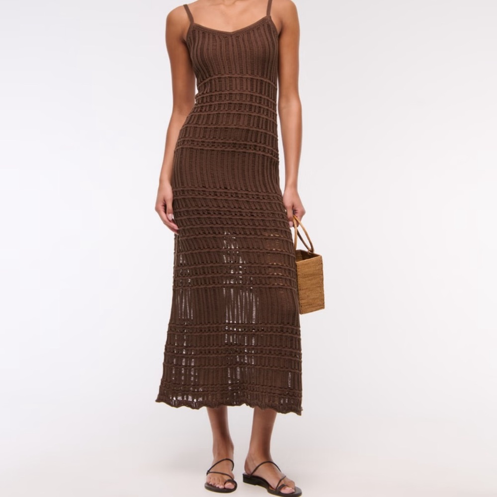 Abercrombie & Fitch Brown Crochet Maxi Dress - Picture 1 of 1